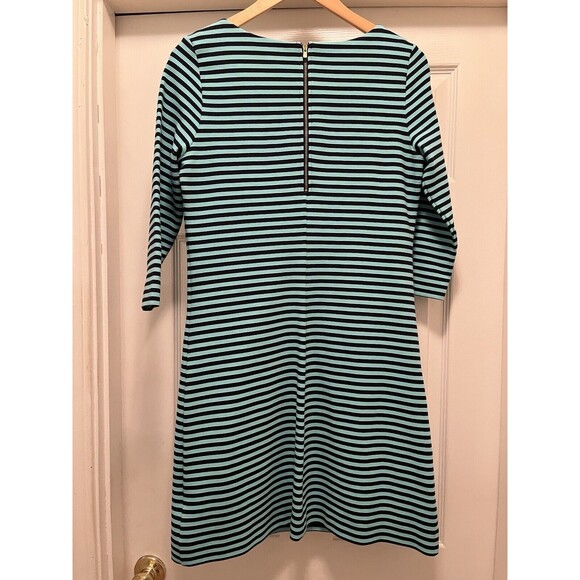 Lilly Pulitzer Charlene Navy Aqua Blue Stripes Dress Gold Buttons Sz M Jackie-O - Picture 7 of 16